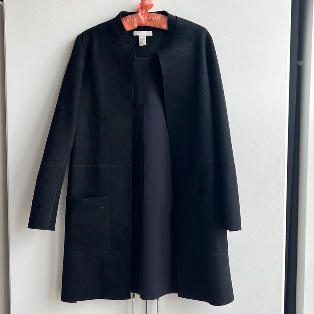Black velvet fabric duster
